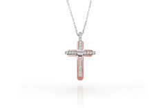 18Karat Gold Cross Pendant Necklace Two-Tone White Gold Rose Gold Diamond Pave Cross Pendant Necklace 18K 2 tone white/rose gold cross pendant. A universal symbol of faith & belief, glittering diamonds showcased in truly timeless jewels and eternally elegant. A designed to enchant and enthrall. A fine quality piece of faith close to your heart. "ALL OUR ITEMS ARE ELIGIBLE FOR FREE SHIPPING AROUND THE WORLD" DON'T HESITATE TO ASK FOR ADDITIONAL DISCOUNTS ON TOP OF THE CURRENT DISCOUNT *** Details Rose Gold Crucifix Necklaces For Anniversary, Rose Gold Crucifix Necklaces For Anniversaries, White Cross Pendant Necklace With Polished Finish, White Crucifix Necklace For Formal Occasions, White Pendant Cross Necklace For Anniversary, White Cross Necklace For Formal Occasions, Formal White Cross Necklace, Gold Cross Pendant, Diamond Glitter