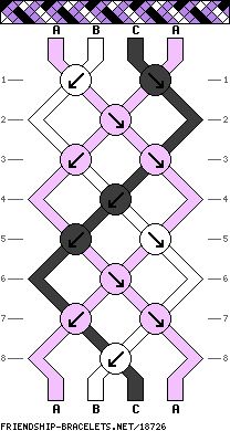 the pattern is shown in purple and black, with an arrow pointing up to it