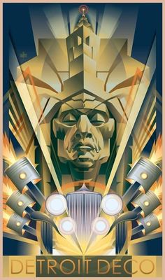 an art deco poster for detroit deo