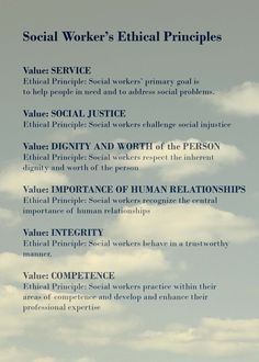 the social worker's ethical priemplies are shown in this poster