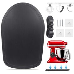 an image of kitchen appliances set up with accessories for the appliance and mixer