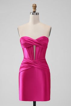 Fabric: Polyester. The fabric is comfortable for skin. Package Contents: 1x Women Dress. Occasion: Whether you are dressing it for a wedding party, prom, evening party or any other occasions, this party dress will be your lovely partner. Hot Pink Bodycon, Tight Homecoming Dress, Strapless Homecoming Dresses, Bodycon Dress Homecoming, Lovely Partner, Homecoming Dresses Short Tight, Mini Homecoming Dresses, Satin Homecoming Dress, Dress Tight