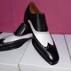 Black And While 2 Tone Wingtip Derby. Made In Italy All Leather Insole White Wingtip Dress Shoes With Rubber Heel Cap, White Wingtip Dress Shoes, White Wingtip Dress Shoes For Office, Fitted White Dress Shoes For Office, White Brogue Dress Shoes For Formal Occasions, White Cap Toe Dress Shoes For Business, White Dress Shoes With Brogue Detailing For Formal Occasions, White Dress Shoes With Round Toe, Formal White Dress Shoes With Brogue Detailing