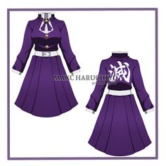 an anime character wearing a purple dress