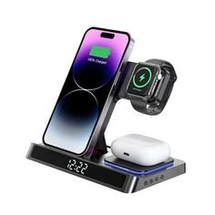 an apple watch charging station with wireless charger