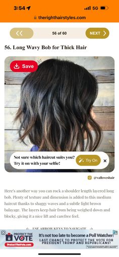 Wavy Bob Long, Light Brown Balayage, Shoulder Length Layered, Bob Hairstyles For Thick, Brown Balayage, Wavy Bobs, Medium Hair Cuts, Long Bob