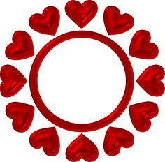 red hearts arranged in a circle on a white background