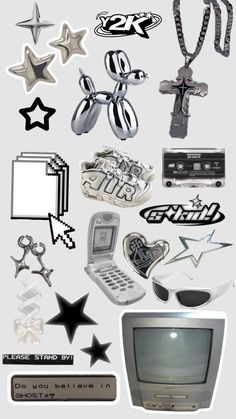 a bunch of different items that are in the shape of stars and stripes on a white background