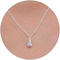 Diamond Necklace Design: This Timeless Necklace Features A Stunning Teardrop-Shaped Cubic Zirconia Stone Hanging On A Delicate Chain. Wear It On Its Own Or Layer It With Our Other Pieces! Size And Package: Dainty Teardrop Diamond Necklace Chain Length Is 16.5''+2'', Pendant Size:6mm9mm. All Items Are Beautifully Packaged Ready To Gift In Our Jewelry Boxes. High-Quality Materials: This Dainty Necklace Was Cut Aaaaa+ Cubic Zirconia, Made Of Hypoallergenic Material And 14k Gold Plated Material Maki Dainty Drop Necklace With Cubic Zirconia, Dainty Cubic Zirconia Drop Necklace, Cubic Zirconia Dangle Drop Necklace Gift, Pear-shaped Sterling Silver Drop Necklace, Silver Drop Solitaire Necklace For Gifting, Silver Drop Solitaire Necklace Gift, Cubic Zirconia Drop Necklace Gift, Sterling Silver Teardrop Necklace For Party, Teardrop Solitaire Necklace For Wedding