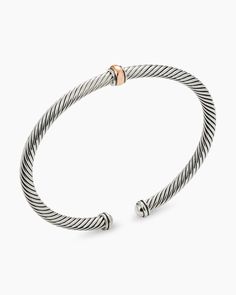 David Yurman | Classic Cable Station Bracelet in Sterling Silver with 18K Rose Gold, 4mm David Yurman Bracelet, Accesories Jewelry, Classic Bracelets, Rose Gold Bracelet, Rare Gemstones, David Yurman, Jewelry Pouch, High Jewelry, 18k Rose Gold