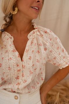 Ecru Embroidered Carine Blouse – Easy Clothes North America