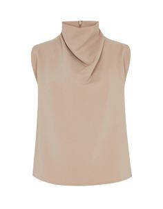 Draped tailoring cowl neck halter-style at front Racer back Zip fastening at back Midweight fabric with slight stretch for extra comfort Smooth satin side sits against body 100% Poly Italian Satin Crepe Hand wash or Dry cleaning recommended Model is a UK size 8 and wears an EU size S Made in London, UK Elegant Cowl Neck Top For Work, Elegant Stretch Top With Cowl Back, Elegant Fitted Top With Cowl Back, Elegant Fitted Tops With Cowl Back, Elegant Fitted Cowl Neck Tops, Versatile Fitted Cowl Neck Top, Elegant High Neck Elastane Tops, Chic Cowl Neck Top, Fitted Halter Neck Top For Work