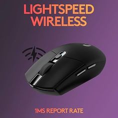 a computer mouse with the words lightsped wireless on it's front cover