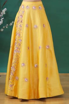 Shop for Masumi Mewawalla Yellow Floral Embroidered Blouse And Lehenga Set for Women Online at Aza Fashions Semi-stitched Art Silk Gown With Dori Work, Embroidered Art Silk Gown, Semi-stitched Floral Embroidered Dress For Navratri, Embroidered Floor-length Dola Silk Set, Semi-stitched Floral Embroidery Dresses For Navratri, Floral Embroidered Semi-stitched Dress For Navratri, Embroidered Chanderi Gown For Diwali, Diwali Embroidered Chanderi Gown, Embroidered Chanderi Floor-length Sets