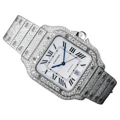 Cartier Diamond Watch As Gift, Cartier Diamond Watches For Gift, Cartier Analog Watch As Gift, Gift Cartier Analog Watch, Gift Cartier Watch, Cartier Analog Watch In White Gold, Cartier White Gold Analog Watch, Luxury White Cartier Watch, Cartier Silver Watch With Diamond Hour Markers