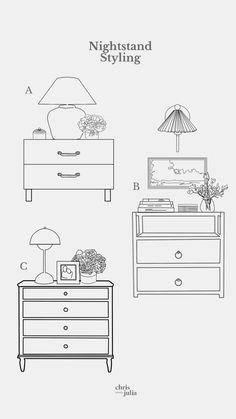 a drawing of a night stand and dresser