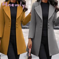 Winter New Women's Coat Korean Version Slim Fit Mid length European and American Women's Cross border Woolen Coat [23y 9m 5d] Coat Korean, Woolen Coat Woman, Lady Jacket, Coat Stands, Wardrobe Inspiration, Wool Blend Coat, Single Breasted Jacket, Woolen Coat, Cross Border