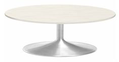 an image of a white table top on a metal base in the shape of a round