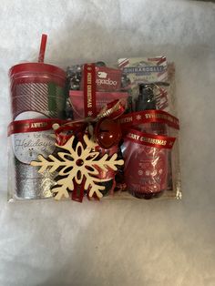 an assortment of christmas items in a bag