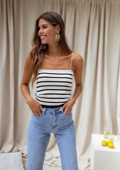 Livio Striped Cami – Easy Clothes North America Brown Cami, Zebra Print Skirt, Cotton Camisole, Casual Summer Tops, Summer Outfit Inspiration, Striped Tank Top, Striped Tank, French Fashion, Sleeveless Tank Top