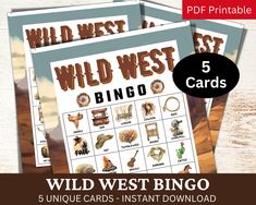 Yeehaw!  Saddle up for a wild ride with our "Wild West" Printable Bingo Set.  Grab yours today and let the cowboy spirit liven up your game nights! 🎉 Charming watercolor illustrations: Immerse yourself in the rustic beauty of watercolor artwork that captures the spirit of the cowboy country. 🎉Instant download: No waiting! Receive your printable bingo set instantly, ready to be printed and enjoyed right away. 🎉 Fun for all ages: Gather your friends and family for an engaging game that brings t Cowboy Family, Music Bingo, Bingo Sets, Desert Theme, Bingo Template, Bingo Set, Cow Boys, Bingo Printable, Game Nights