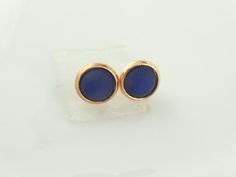 Ohrstecker Ohrringe Rosegold Blau Dunkelblau matt Polaris 8mm Edelstahl