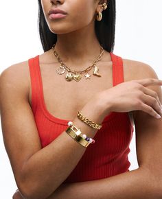 14KT Gold Plate Martha Calvo Western Charms Available in various lengths Model is pictured in the 16" Most Wanted, 14kt Gold, Gold Plate, Charms, Gold