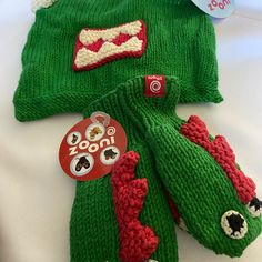 Boys Fun Hat Set Winter Hats For Playtime, Playful Warm Hat For Playtime, Casual Green Hats For Playtime, Playful Beanie Hat For Playtime, Fun Winter Hats For Playtime, Playful Beanie For Playtime, Playful Red Beanie Hat, Fun Green Hat For Playtime, Cute Green Hats For Playtime