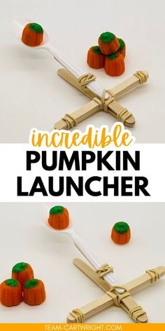 an image of pumpkins on sticks with the words incredible pumpkin launcher