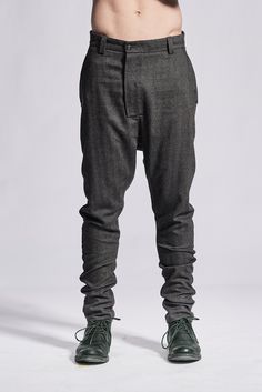 "BROWN-GREY DROP CROTCH WOOL PANTS__ __Two Front Shifted Pockets __Two Back Pockets __J Shaped Legs __Drop Crotch model__ chest 100 (39.8\"), waist 77 (30.3\"), hips 96 (37.8\"), biceps 33 ( 13''), height 180 (5'11\"), kg 71 (159 lbs) model wears size S | color: brown-grey fabric__ 100 wool care__ dry clean sizing__ size XS (IT 44, US 34, JP 1) shorts waist measurements 80 cm / 31.5\" BODY MEASUREMENTS waist 74 cm / 29.1\" hips 92 cm / 36\" size S (IT 46, US 36, JP 2) shorts waist measurements 8 Fitted Washed Black Winter Bottoms, Fitted Washed Black Bottoms For Winter, Baggy Washed Black Pants With Belt Loops, Washed Black Bottoms With Belt Loops For Fall, Urban Style Fitted Bottoms For Spring, Winter Washed Black Denim Pants, Urban Fitted Bottoms For Spring, Spring Washed Black Pants With Five Pockets, Fitted Urban Bottoms For Spring