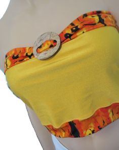 Yellow Tube Top For Beach, Yellow Bandeau Tube Top For Beach, Yellow Hawaiian Printed Top, Yellow Strapless Beach Top, Summer Beachwear Bra-friendly Tube Top, Swim Party, Hawaii Usa, Orchid Purple, Coconut Shell