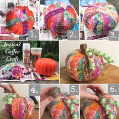 instructions for how to make a fabric covered pumpkin