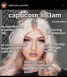 a woman with blonde hair and blue eyes is featured in the caption at 3am