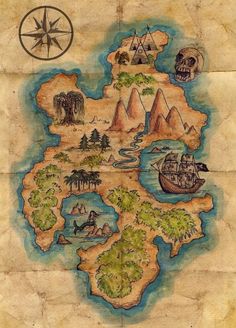 an old map with pirate symbols on it