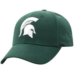 the michigan state rams hat is green and white