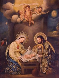 a painting of the birth of jesus