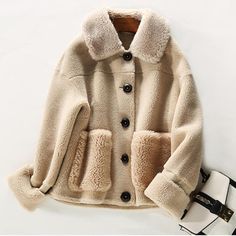 Product information: Material: Shearling Style: simple and stylish Features: solid color Colour: Beige Camel, Beige Size Information: Unit：CM Size Lenght Bust Shoulder Sleeve S 57 110 56 48 M 58 114 57 49 L 59 118 58 50 Note: 1. Asian sizes are 1 to 2 sizes smaller than European and American people. Choose the larger size if your size between two sizes. Please allow 2-3cm differences due to manual measurement. 2. Please check the size chart carefully before you buy the item, if you don't know ho North Face Nuptse, Wool Coat Women, Winter Outerwear, Wool Blend Coat, Coat Women, Solid Clothes, Cool Sweaters, Black Plaid, Casual Jacket