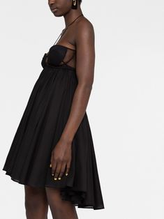 Nensi Dojaka Halterneck cut-out Minidress - Farfetch Flounced Skirt, Dress With Sweetheart Neckline, Flounce Skirt, Curator Style, Above Knee, Short Dress, Sweetheart Neckline, Cotton Dresses, Size Clothing