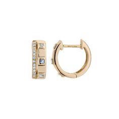 Decorated with dazzling blue topaz gemstones, these 14k gold Gemistry hinged hoops are sure to light up your look. Decorated with dazzling blue topaz gemstones, these 14k gold Gemistry hinged hoops are sure to light up your look. Dimensions: 14 mm x 15 mm Backings: post Nickel free Metal: 14k gold Finish: polished Packaging: velvety pouchSTONE DETAILS Stone type: blue topaz Total weight: 3/8 ct. Shape: round, square Setting: bezel, micro pave Gemstones may have been treated to enhance their appe Formal Fine Jewelry Huggie Earrings With Gemstones, Luxury Channel Set Huggie Hoop Earrings, Topaz Gemstone, Micro Pave, Gold Finish, Blue Topaz, Hinges, Topaz, Light Up