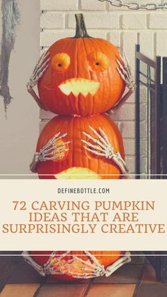 two pumpkins with the words 72 carving pumpkin ideas that are surprisingly creative