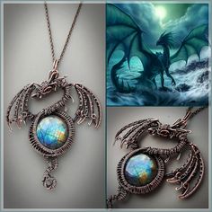 More dragon necklaces you can find here https://www.etsy.com/shop/BestArtisanGifts?ref=seller-platform-mcnav&search_query=dragon This necklace is made of natural labradorite stone and copper wire. The total pendant size is about 10-12 cm. The stone size in pendant is about 2.5 cm. Chain length is 60 cm (24'). Colors may vary slightly due to the color calibration of each individual monitor and natural features of stones. More items are available here https://www.etsy.com/shop/BestArtisanGifts?ref Fantasy Copper Jewelry As Gift, Handmade Fantasy Round Pendant Jewelry, Fantasy Style Handmade Round Pendant Jewelry, Fantasy Wire Wrapped Jewelry As Gift, Fantasy Wire Wrapped Jewelry Gift, Bronze Fantasy Necklace As A Gift, Bronze Fantasy Necklace For A Gift, Handmade Bronze Fantasy Jewelry, Bronze Fantasy Necklace For Gift