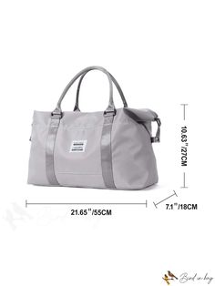 BirdinBag - Durable Duffel Bag with Stylish Patch Detailing Grey Pattern, Handle Bag, Duffel Bag, Grey, Pattern, Color