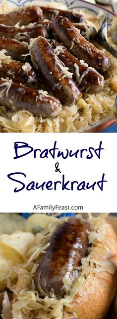 bratwurst and sauerkraut with grated onions