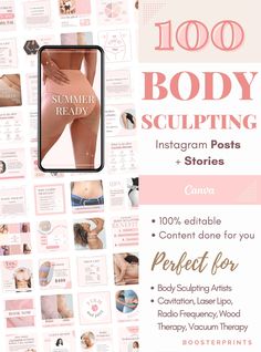 Want to tell the world that you're offering Non-invasive body sculpting services but not sure where to start? Sure, you can get around simple tools like Canva but making something from scratch is intimidating, and expensive to outsource.  What if you could make your Instagram posts as professional and engaging as if you hired a graphic designer for thousands? Let me help you jump over the hurdle by using my research and design training to get you started.  These Body Sculpting Instagram posts wi Submental Lipo Before And After, Lipo 360 Before And After Plus Size, Vacuum Therapy, Wood Therapy, Wellness Ideas, Laser Lipo, Lymph Drainage, Unique Branding, Summer Body