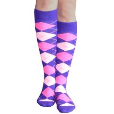 Neon Pink/Purple diamond argyle knee socks.  Accessorize your spring outfit with these fun argyle socks. Playful Pink Fitted Socks, Playful Fitted Pink Socks, Purple Fitted Knee-high Socks, Trendy Fitted Pink Knee-high Socks, Pink Casual Knee-high Socks, Pink Fitted Knee-high Casual Socks, Pink Fitted Casual Knee-high Socks, Playful Fitted Winter Socks, Playful Thigh High Fitted Socks