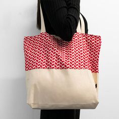 Tote bag featuring the iconic red keffiyeh fabric. Red Square Canvas Bag With Large Capacity, Large Capacity Red Square Canvas Bag, Red Square Canvas Bag For Daily Use, Red Rectangular Cotton Shoulder Bag, Red Cotton Rectangular Shoulder Bag, Rectangular Red Cotton Bag, Red Cotton Shoulder Bag For Daily Use, Tote Bag, Fabric