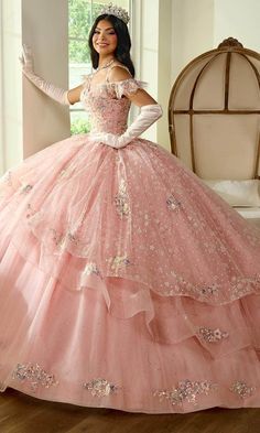 Rachel Allan RQ1136 - Embellished Cold-Shoulder Sleeve Ballgown – Couture Candy Xv Dresses, Quinceanera Pink, Quinceanera Themes Dresses, Off Shoulder Ball Gown, Tulle Applique, Quinceñera Dresses, Pink Ball Gown, Quinceanera Dresses Pink, Pretty Quinceanera Dresses