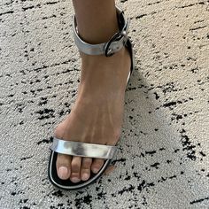 These Are Beautiful Stylish Sandals That Are Also Comfortable! They Go With Everything! Please Reach Out With Questions. Silver Flat Sandals, Proenza Schouler Shoes, Stylish Sandals, Proenza Schouler, Tennis Shoes, Flat Sandals, Women's Shoes Sandals, Shoes Sandals, Women Shoes