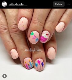 Cupcake Nail Art, 31 Birthday, 21st Birthday Nails, Birthday Nail Art, Birthday Nail Designs, Birthday Nail, Confetti Nails, Nail Color Trends, Cute Gel Nails