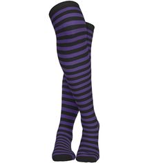 Walk into Halloween with these Black and Purple striped Skeleteen socks. Each sock is 24" long and made of a knit material that stretches and is comfortable to wear. These socks will keep you cozy while adding a cute flare to your Outfit. These stocking over the knee socks are the ideal gift for any girl or boy who loves pretend play and dress up. Winter Striped Knee-high Socks For Stocking Stuffers, Striped Socks For Winter Stocking Stuffer, Striped Socks For Stocking Stuffers In Winter, Knee-high Striped Winter Socks, Striped Knee-high Winter Socks, Stretch Striped Socks For Winter, Striped Stretch Socks For Winter, Winter Striped Stretch Socks, Halloween Knee-high Socks For Stocking Stuffer